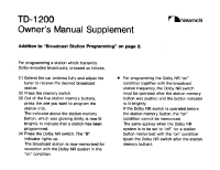 Nakamichi TD-1200-Owner-Manual-Supplement